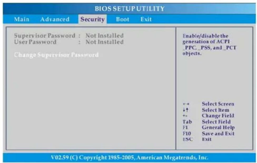 TARGA Traveller 1561 - Het menu Security - 1