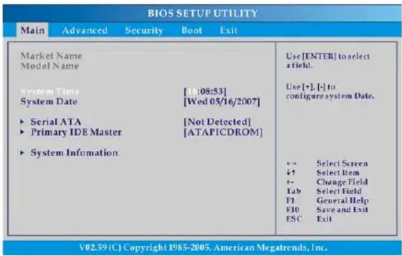 TARGA Traveller 1561 - BIOS setup meny - 1