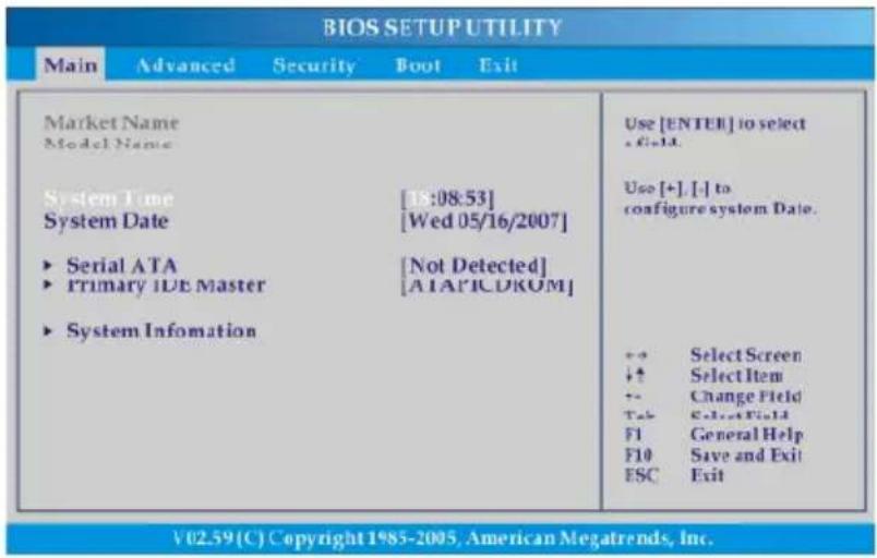 TARGA Traveller 1526 - Menu de BIOS Setup - 1