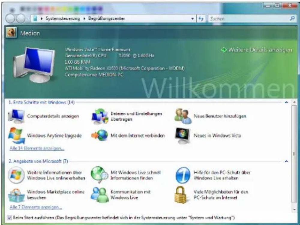 MEDION MD 96640 - Windows Vista® - Begrüßungscenter - 1