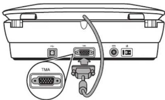 HP Scanjet G4000 - Etape 3. Connexion du cable de l'adaptateur de supports transparents (TMA) - 1