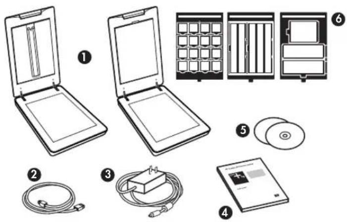 HP Scanjet G4000 - Etape 1. Vérification du contenu de l'emballage - 1