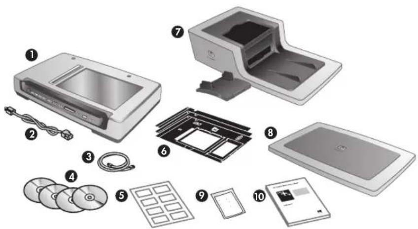 HP Scanjet 8390 - Etapa 1. Verificação do conteudo da caixa - 1