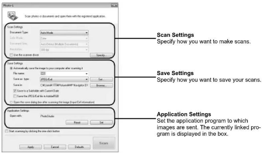 CANON Canoscan 8800f - Click the button for the required function. - 1