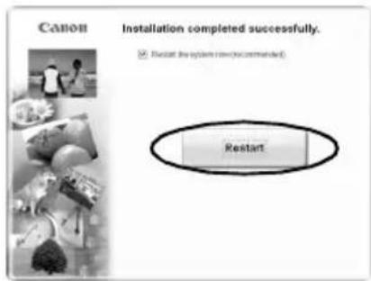 CANON Canoscan 8800f - When the installation is complete, click [Restart] to restart your computer. - 1