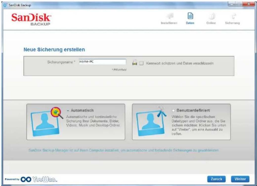 SANDISK U3 cruzer micro - Einrichten Ihres Sicherungss Profils - 1