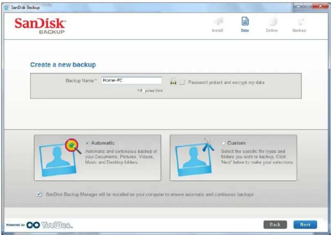 SANDISK U3 cruzer micro - Set-up Your Backup Profile - 1
