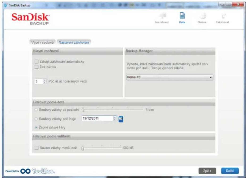 SANDISK U3 cruzer micro - Nastavení zálohování - 1