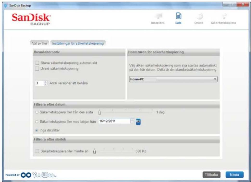 SANDISK U3 cruzer micro - Inställningar für sakerhetskopiering - 1