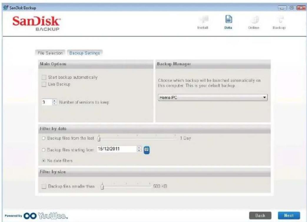SANDISK U3 cruzer micro - Backup Settings - 1