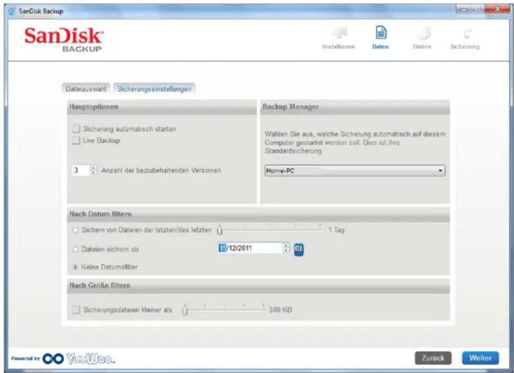SANDISK U3 cruzer micro - Sicherungseinstellungen - 1