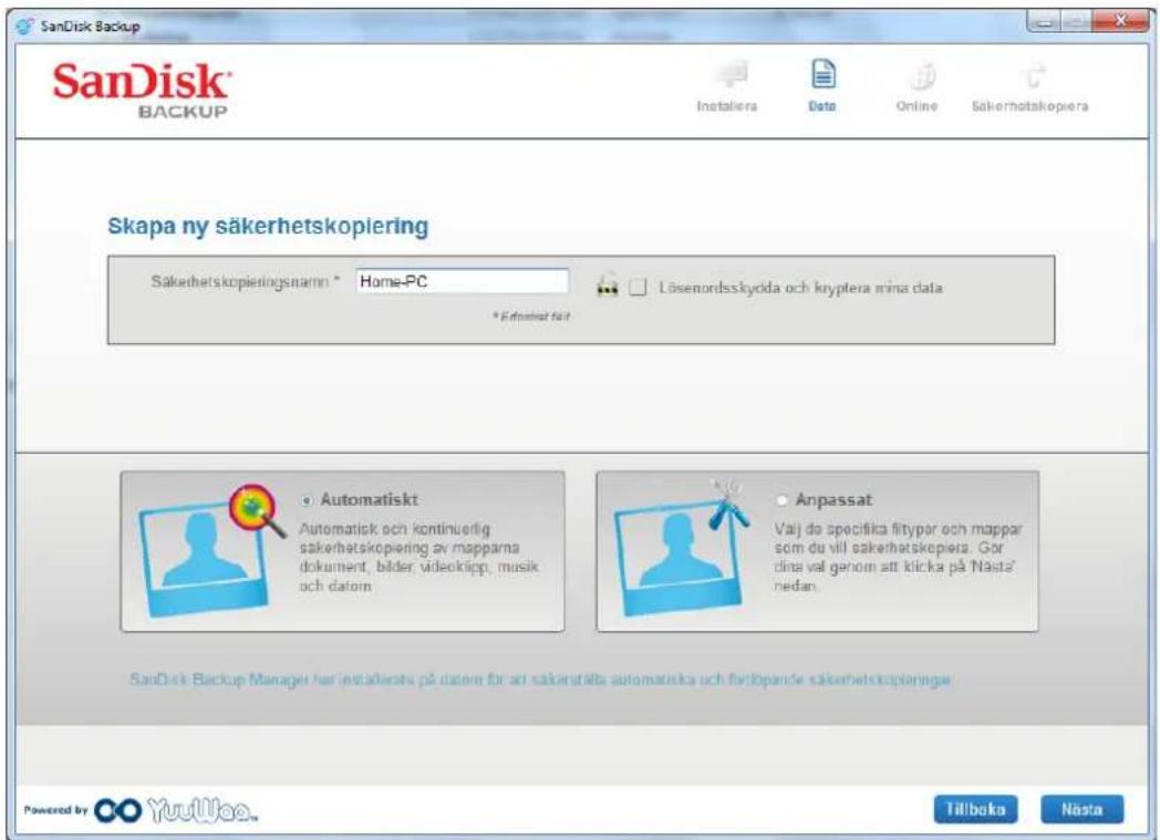 SANDISK U3 cruzer micro - Ställ in din profil För sakerhetskopiering - 1