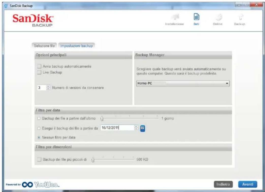 SANDISK U3 cruzer micro - Impostazioni backup - 1