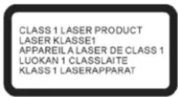 CLASS 1 LASER PRODUCT LASER KLASSE1 APPAREILA LASER DE CLASS 1 LUOKAN 1 CLASSLAITE KLASS 1 LASERAPPARAT