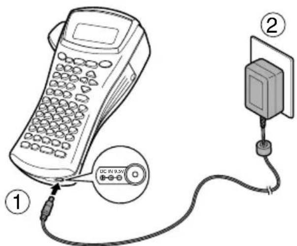 BROTHER PTouch PT2460 - De netspanningsadapter aansluiten - 1