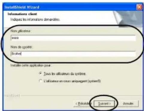 BROTHER PTouch 9500PC - Saisissez le nom d'utilisateur et celui de la société, puis cliquez sur [Suivant]. - 1