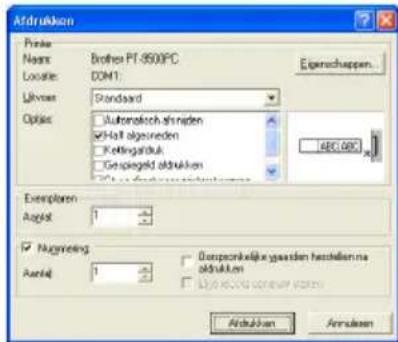 BROTHER PTouch 9500PC - Geef de afdrukopties op. - 1