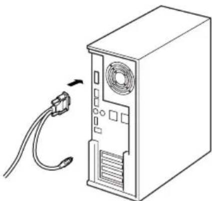 BROTHER PTouch 9500PC - Insérez la fiche de l'extrémité du cable d'interface série dans le port série du PC. - 1