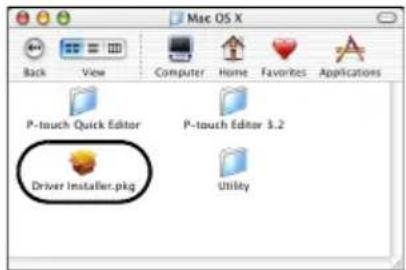 BROTHER PTouch 9500PC - Dubbleklik op het pictogram Driver Installer pkg in het venster Mac OS X. - 1
