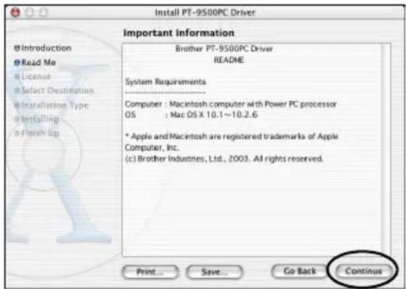 BROTHER PTouch 9500PC - Klik op [Continue]. - 3