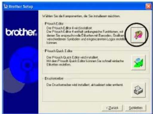 BROTHER PTouch 9500PC - Klicken Sie auf die Schaltfläche für den P-touch Editor. - 1