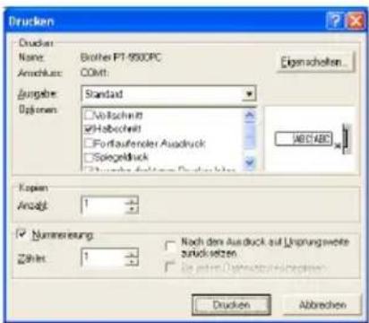 BROTHER PTouch 9500PC - Wahlen Sie die gewünschten Druckoptionen aus. - 1