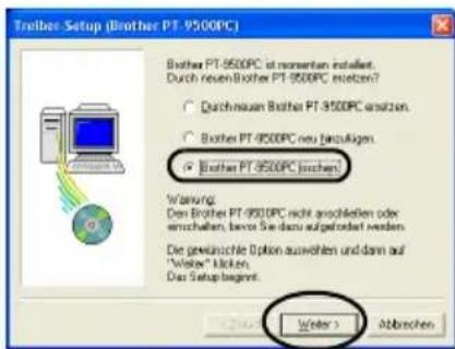 BROTHER PTouch 9500PC - Wahlen Sie "Brother PT-9500PC löschen." und klichen Sie auf die Schaltfläche [Weiter]. - 1