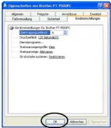 BROTHER PTouch 9500PC - Übertragungsgeschwindigkeit (Baudrate) des Computers und des P-touch 9500pc einstellen - 22