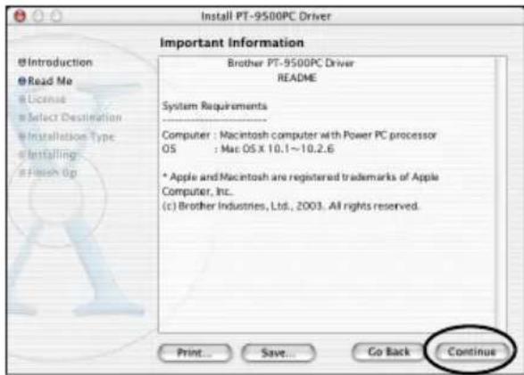 BROTHER PTouch 9500PC - Cliquez sur [Continue]. - 3