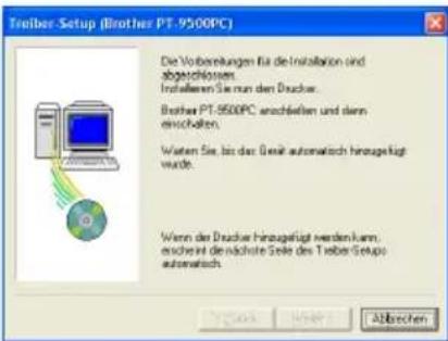 BROTHER PTouch 9500PC - Schlieben Sie nun den P-touch 9500pc mit dem mitgelieferten USB-Datenkabel an den Computer an und schalten Sie den P-touch 9500pc ein. - 1