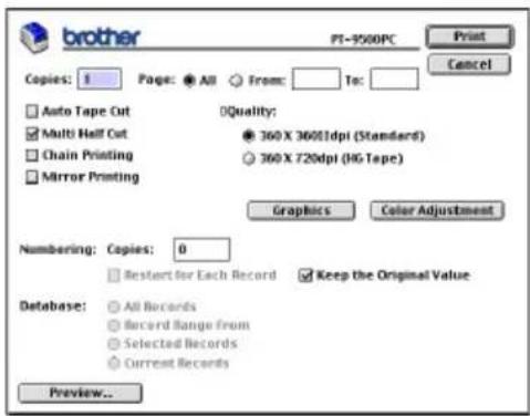 BROTHER PTouch 9500PC - Sécífiez les options d'impression. - 1