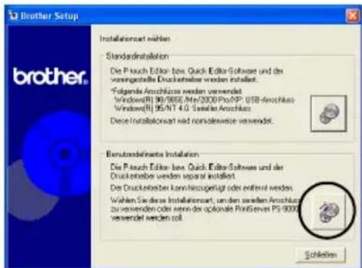 BROTHER PTouch 9500PC - Klichen Sie auf die Schaltfläche für die benutzerdefinierte Installation. - 1