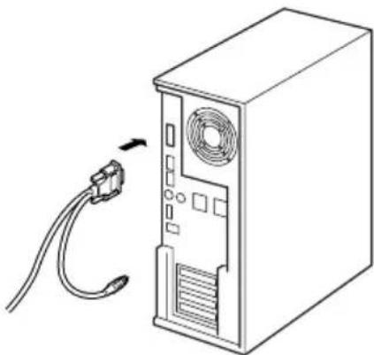 BROTHER PTouch 9500PC - Plaats de stekker aan het andere uiteinde van de série interfacekabel in de série poort van de computer. - 1