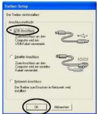 BROTHER PTouch 9500PC - Wahlen Sie "USB-Anschluss" und klichen Sie dann auf die Schaltfläche [OK]. - 1