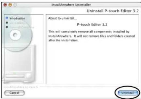 BROTHER PTouch 9500PC - Clique sur [Uninstall]. - 1