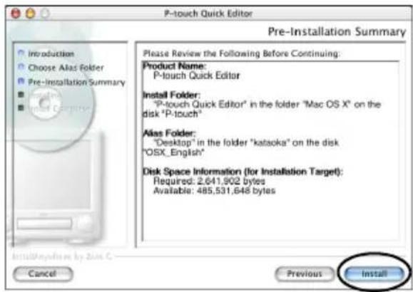BROTHER PTouch 9500PC - Klik op [Install]. - 1