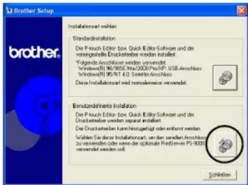 BROTHER PTouch 9500PC - Klichen Sie auf die Schaltfläche für die benutzerdefinierte Installation. - 1