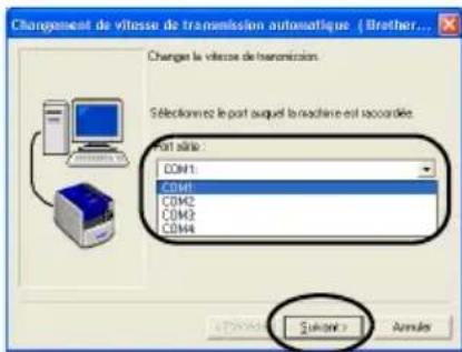 BROTHER PTouch 9500PC - Confirmez que le pilote et le port sont corrects, puis cliquez sur [Suivant]. - 6