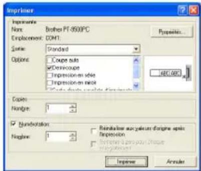 BROTHER PTouch 9500PC - Spcificiez les options d'impression. - 1
