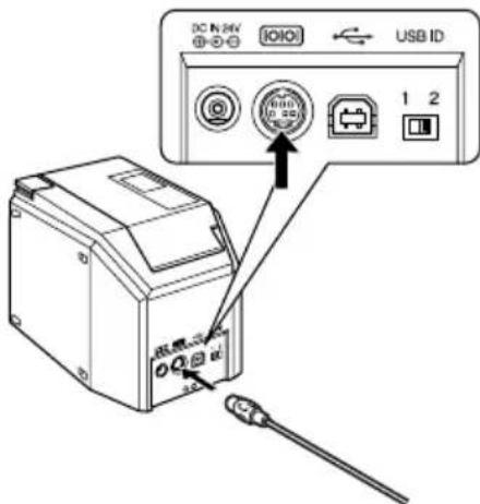 BROTHER PTouch 9500PC - Insérez la fiche de l'extrémité du cable d'interface série dans le port série à l'arrière de la PT-9500PC. - 1