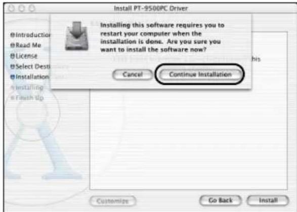 BROTHER PTouch 9500PC - Pour poursuivre l'installation, cliquez sur [Continue Installation]. - 1