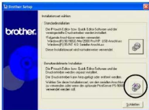 BROTHER PTouch 9500PC - Klichen Sie auf die Schaltfläche für die benutzerdefinierte Installation. - 1