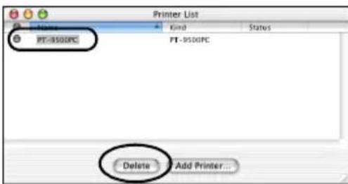 BROTHER PTouch 9500PC - Selectionnez "PT-9500PC", puis cliquez sur [Delete]. - 1