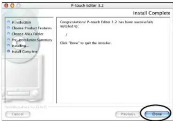 BROTHER PTouch 9500PC - Klik op [Done]. - 1