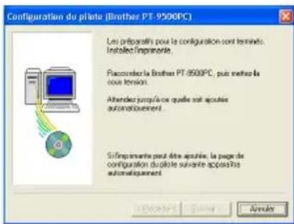 BROTHER PTouch 9500PC - Raccordez la PT-9500PC au PC à l'aide du cable d'interface USB, puis mettez-la sous tension. - 1