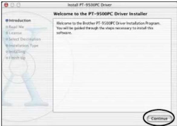 BROTHER PTouch 9500PC - Klik op [Continue]. - 1