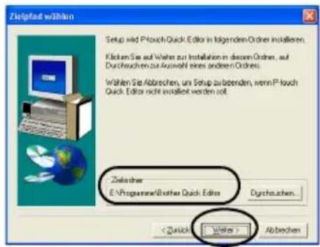 BROTHER PTouch 9500PC - Wahlen Sie den Ordner, in dem die Software installiert werden soll, und klichen Sie dann auf die Schaltfläche [Weiter]. - 1