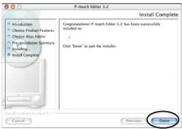 BROTHER PTouch 9500PC - Cliquez sur [Done]. - 1