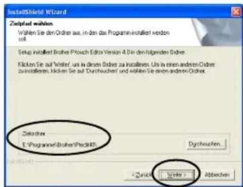 BROTHER PTouch 9500PC - Wahlen Sie den Ordner, in dem die Software installiert werden soll, und klichen Sie dann auf die Schaltfläche [Weiter]. - 1