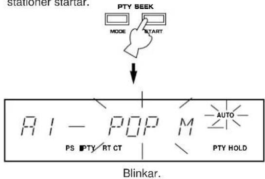 YAMAHA TX492RDS - Inkoppling av en station med önskad programtyp bland dina programme RDS-stationer (PTY SEEK) - 4